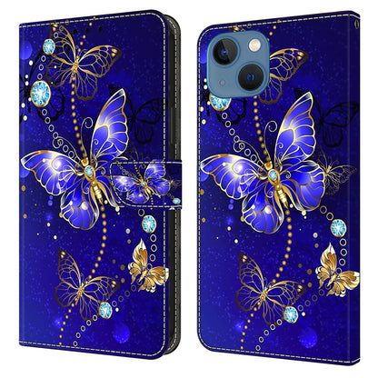 For iPhone 15 Wallet Case 3D Pattern Printing PU Leather Stand Flip Phone Cover
