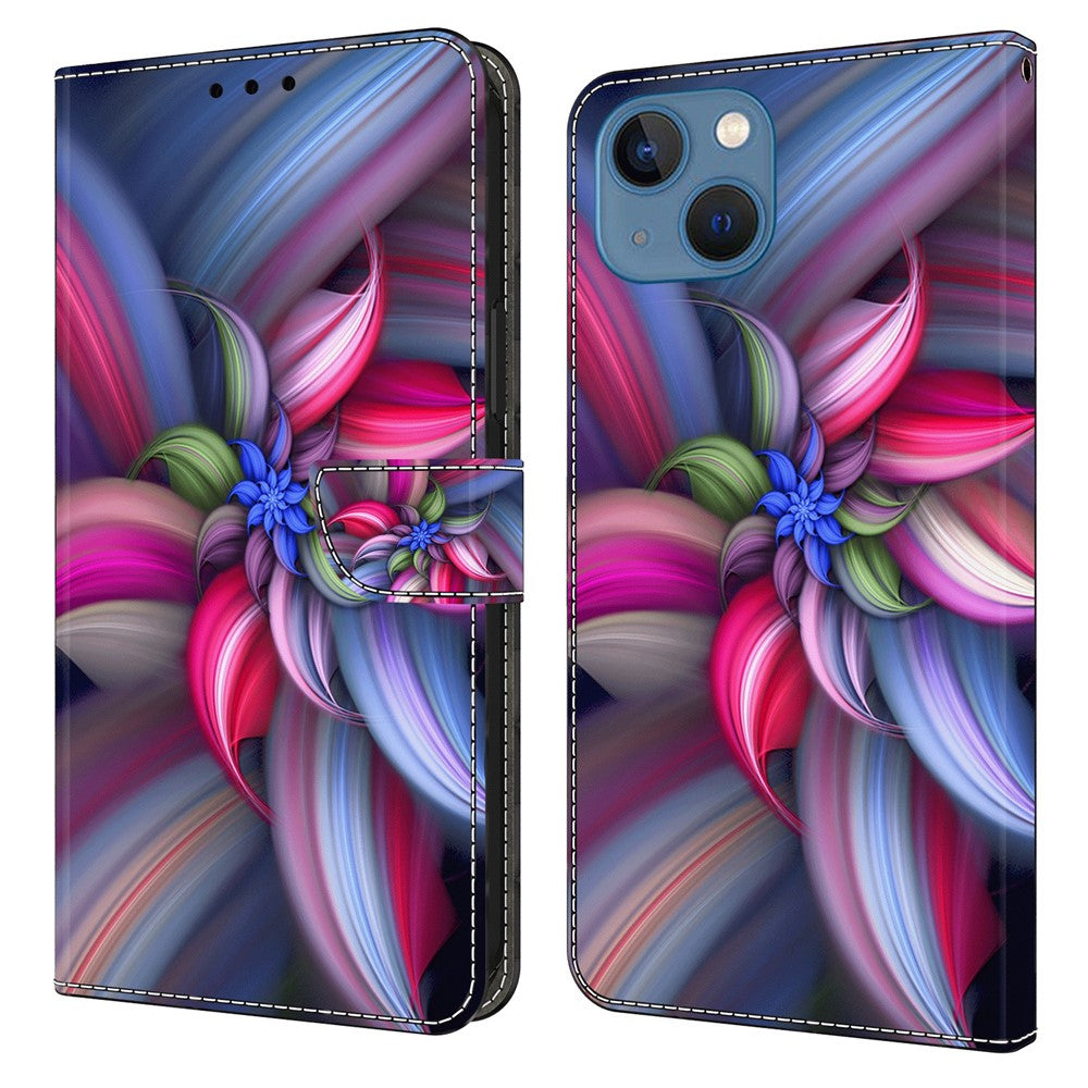 For iPhone 15 Wallet Case 3D Pattern Printing PU Leather Stand Flip Phone Cover