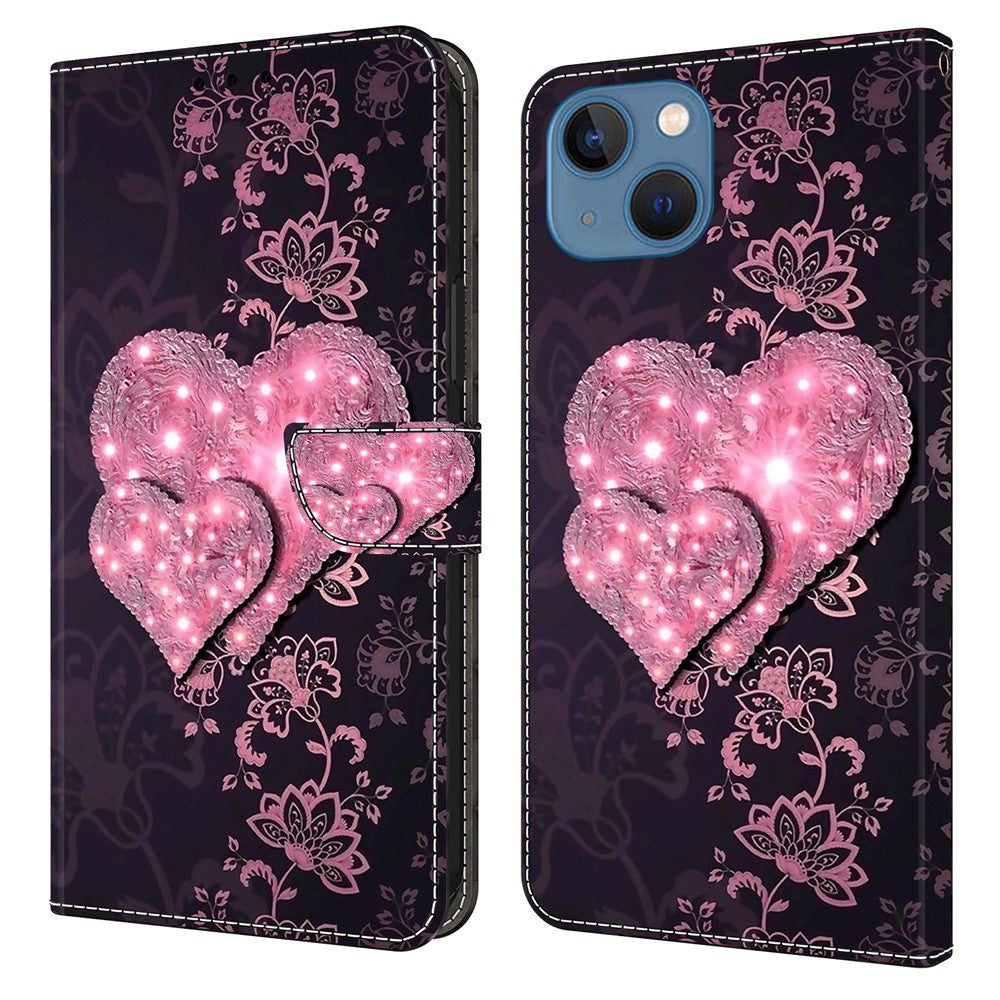 For iPhone 15 Wallet Case 3D Pattern Printing PU Leather Stand Flip Phone Cover