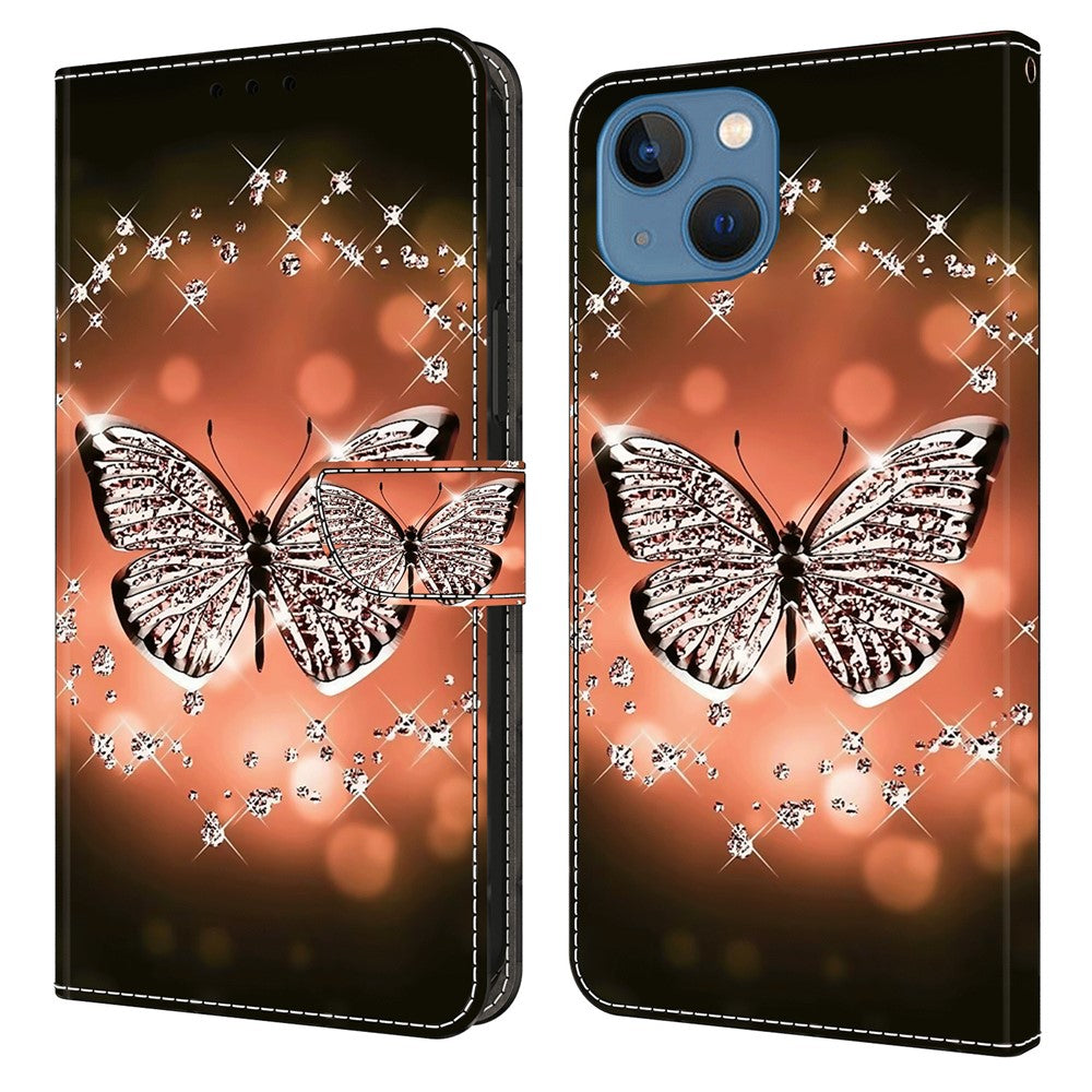 For iPhone 15 Wallet Case 3D Pattern Printing PU Leather Stand Flip Phone Cover