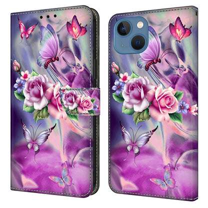 For iPhone 15 Wallet Case 3D Pattern Printing PU Leather Stand Flip Phone Cover