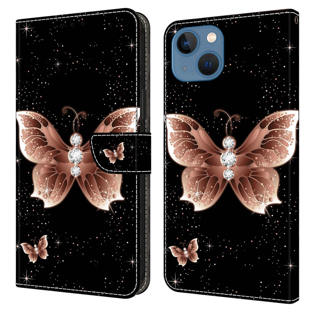 For iPhone 15 Wallet Case 3D Pattern Printing PU Leather Stand Flip Phone Cover