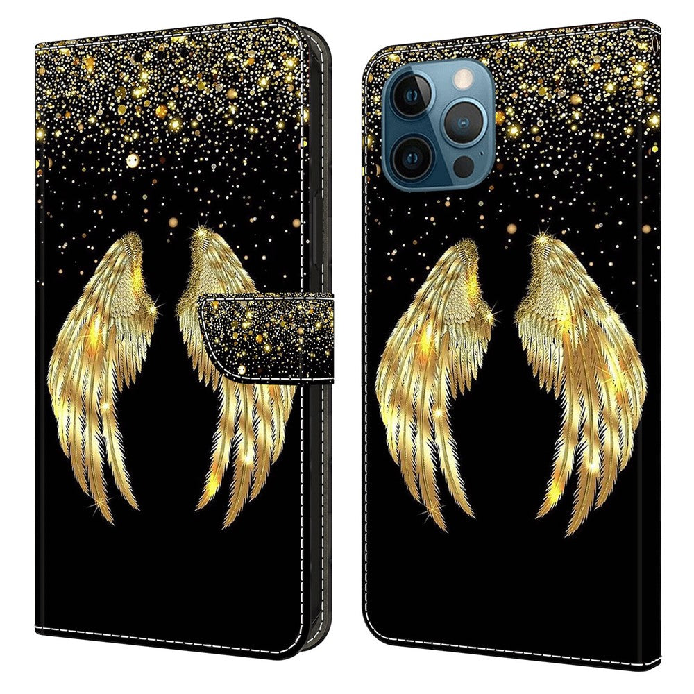 For iPhone 15 Pro PU Leather Phone Case 3D Pattern Printing Wallet Stand Protective Cover