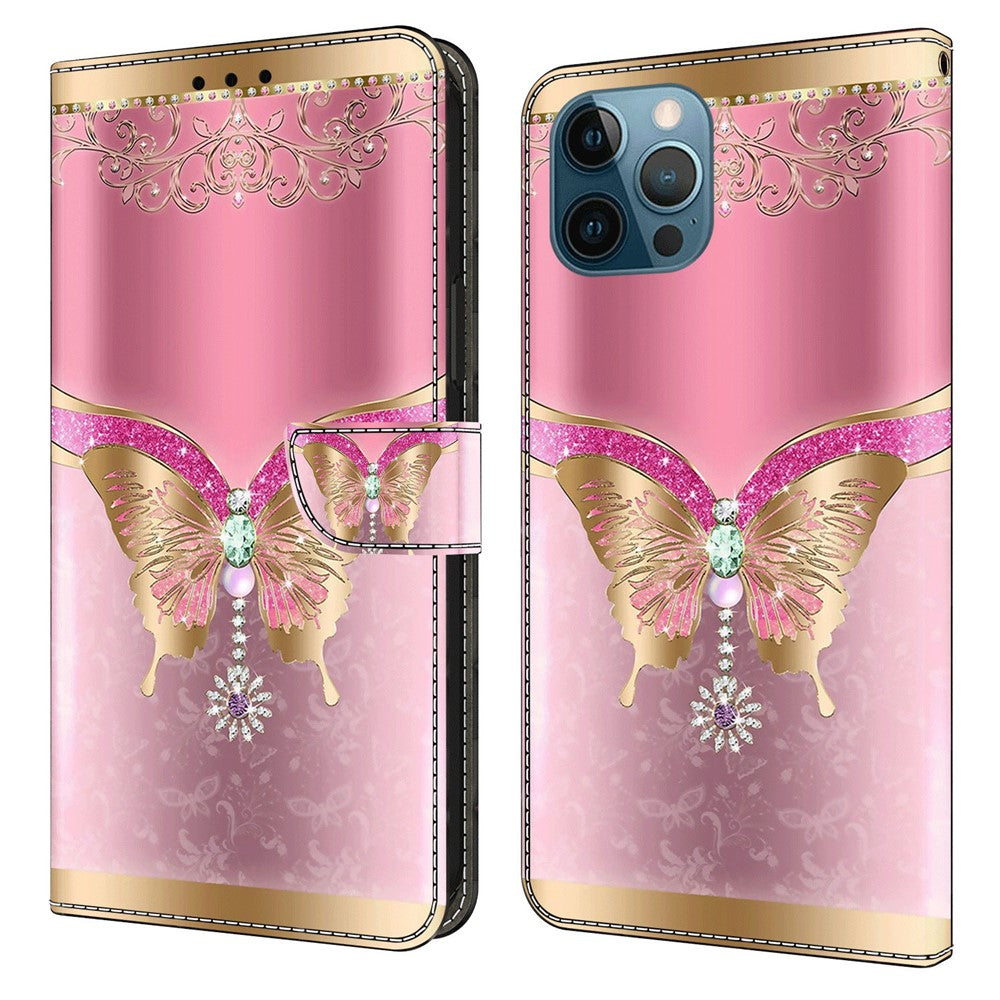 For iPhone 15 Pro Max 3D Pattern Printed PU Leather Cover Stand Wallet Flip Phone Case
