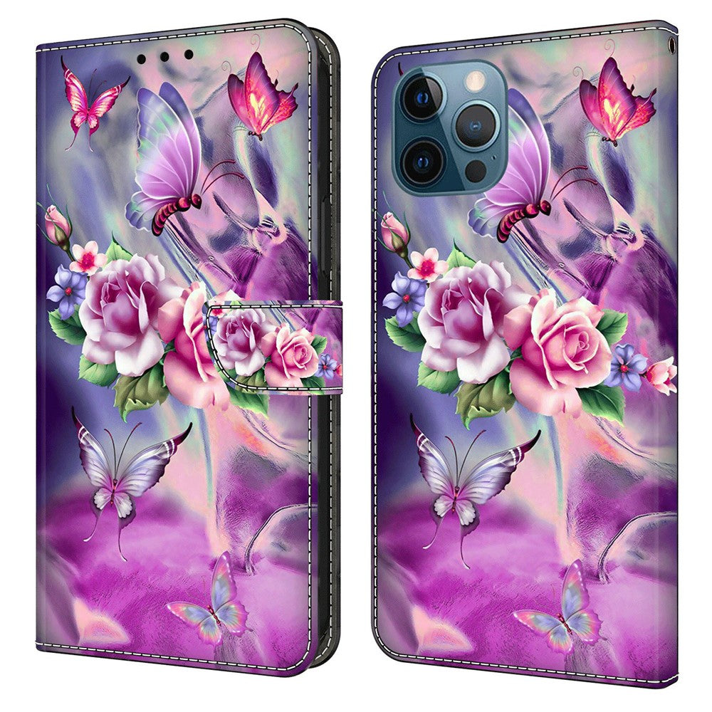 For iPhone 15 Pro Max 3D Pattern Printed PU Leather Cover Stand Wallet Flip Phone Case