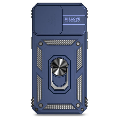 For iPhone 15 Pro Max Slide Camera Protector Phone Case Metal Ring Kickstand Anti-scratch PC + TPU Cover