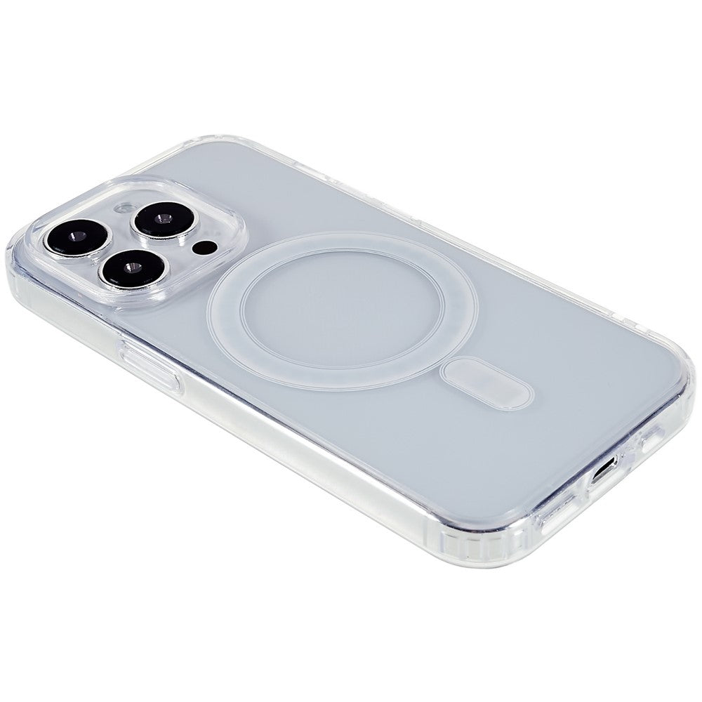 For iPhone 15 Pro Acrylic+TPU Clear Anti-scratch Cover Magnetic Phone Case Compatible with MagSafe