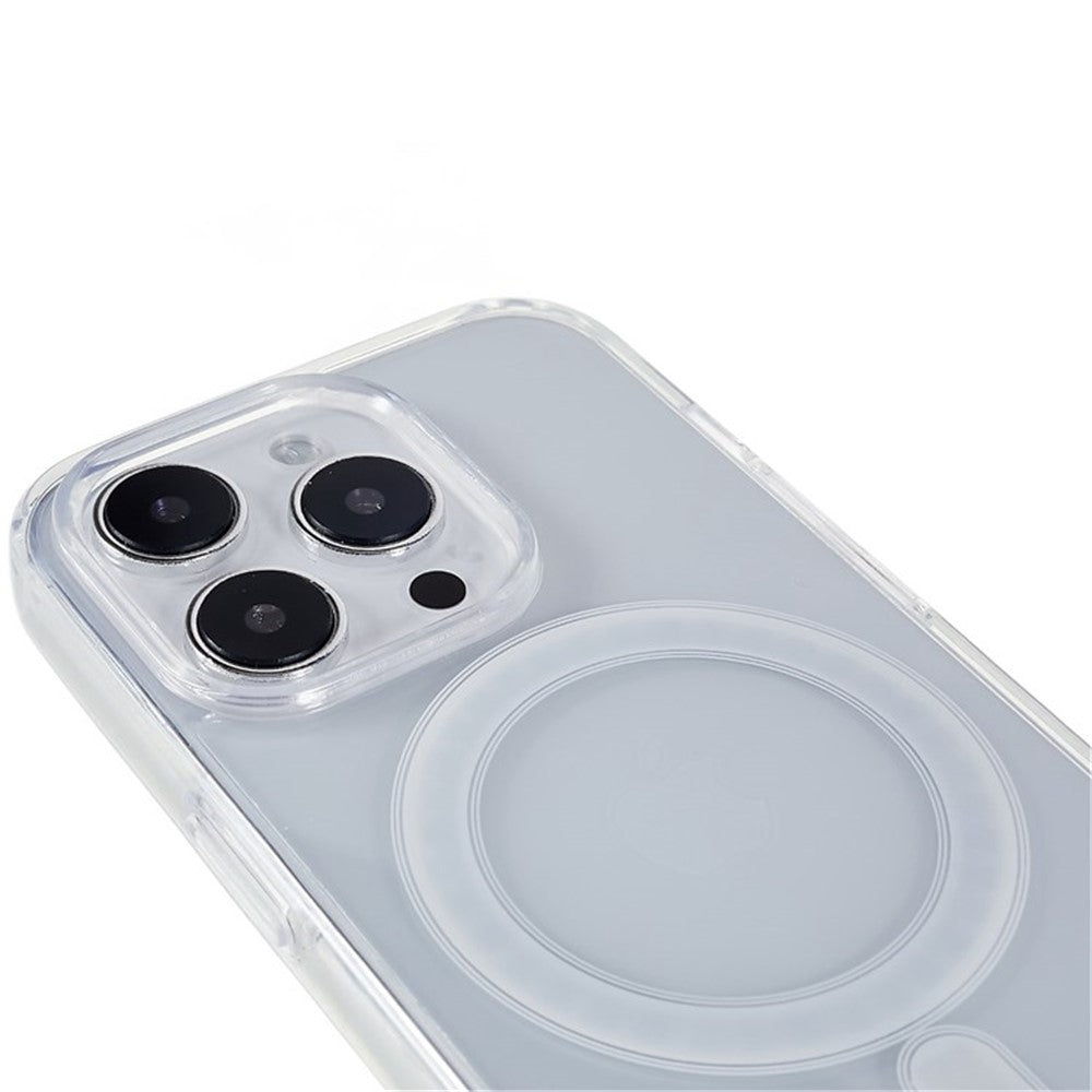 For iPhone 15 Pro Acrylic+TPU Clear Anti-scratch Cover Magnetic Phone Case Compatible with MagSafe
