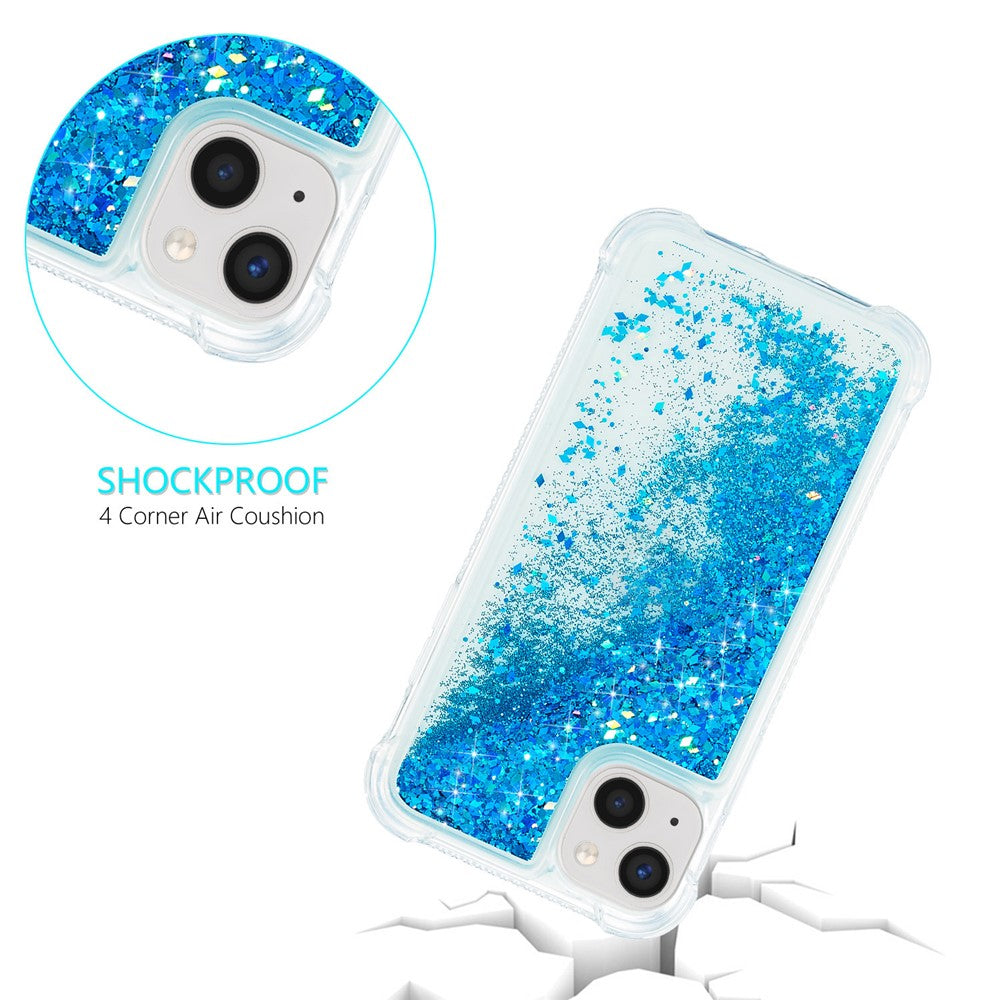 For iPhone 15 Plus Glitter Quicksand Protective Case Clear TPU Phone Back Cover