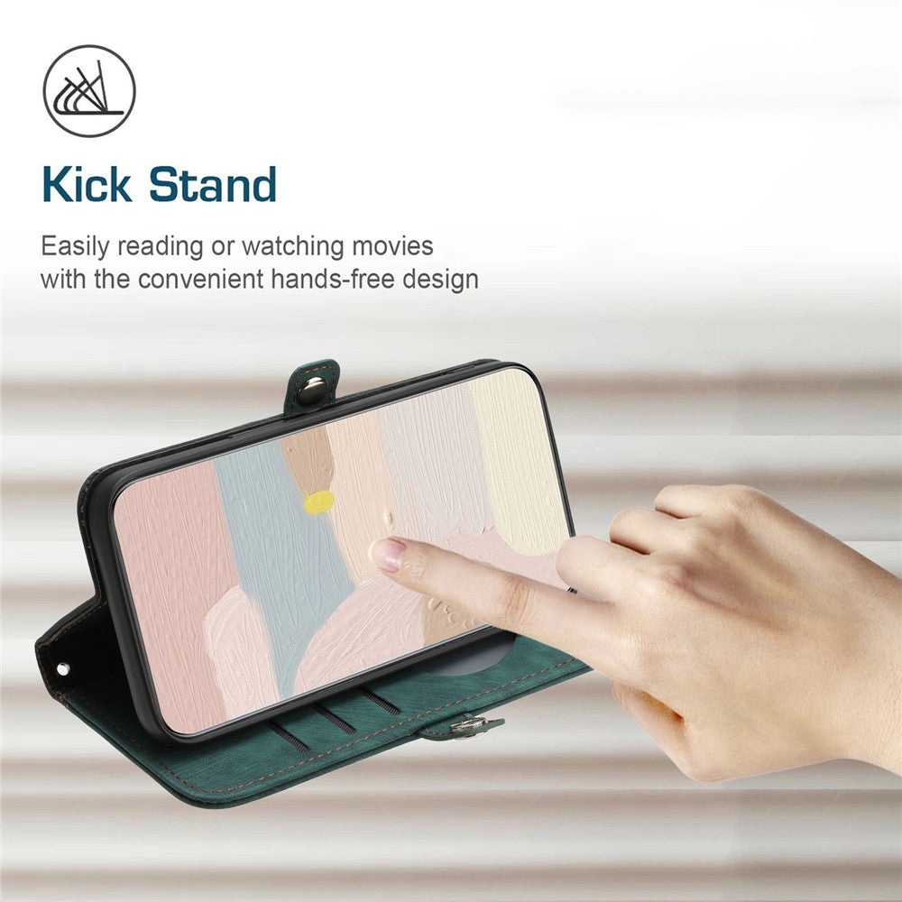 YX0020 For iPhone 15 Plus PU Leather Phone Case Anti-drop Wallet Stand Cover with Strap