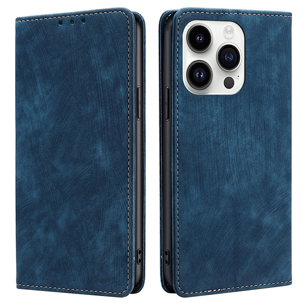 For iPhone 15 Pro Anti-drop Leather Wallet Phone Case RFID Blocking Folding Stand Cover