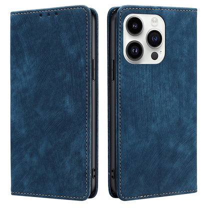 For iPhone 15 Pro Anti-drop Leather Wallet Phone Case RFID Blocking Folding Stand Cover