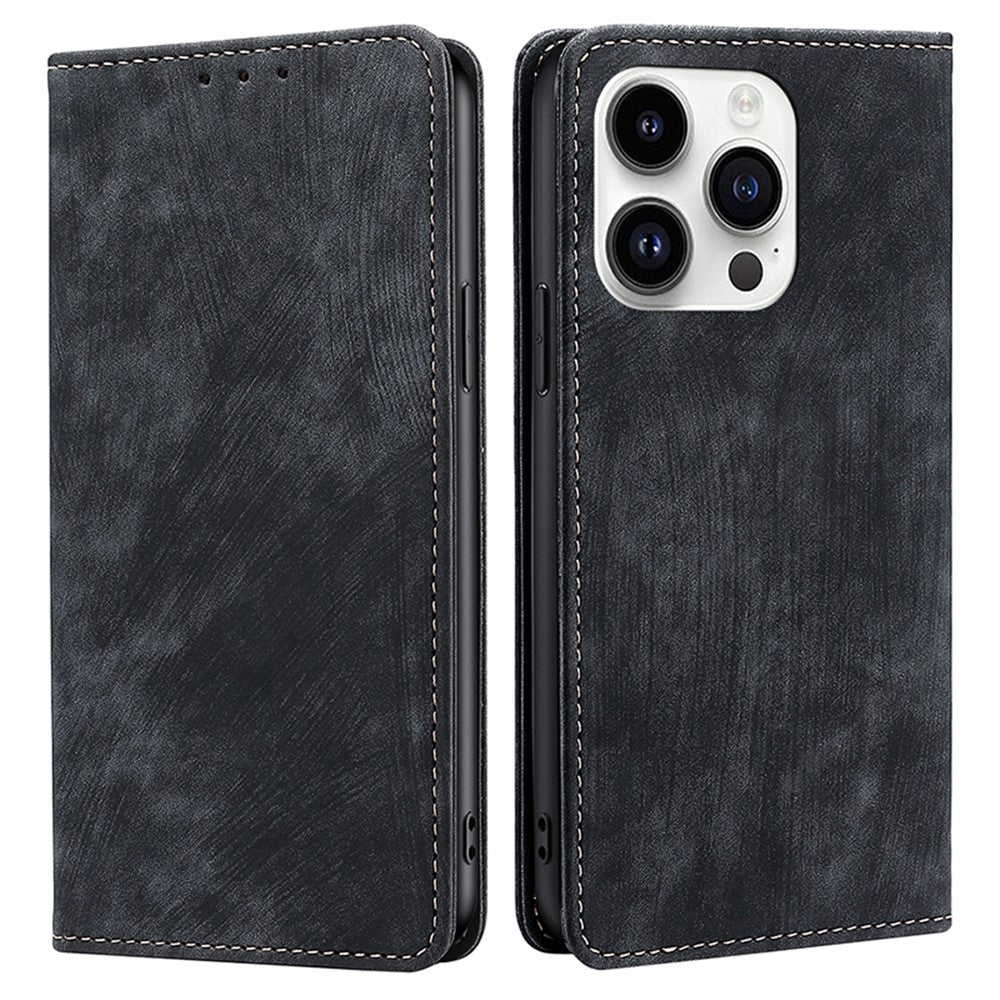 For iPhone 15 Pro Max RFID Blocking PU Leather Phone Case Magnetic Closing Wallet Stand Cover