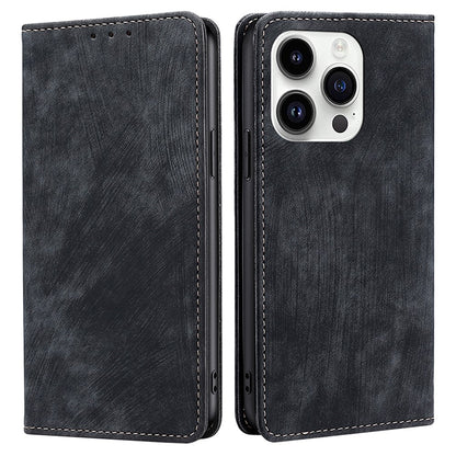 For iPhone 15 Pro Max RFID Blocking PU Leather Phone Case Magnetic Closing Wallet Stand Cover