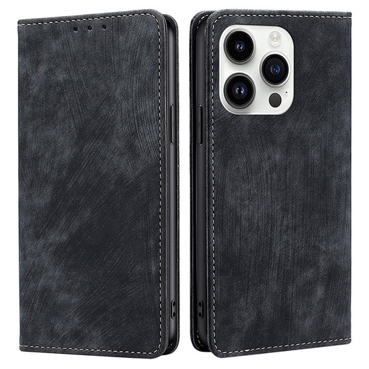 For iPhone 15 Pro Max RFID Blocking PU Leather Phone Case Magnetic Closing Wallet Stand Cover