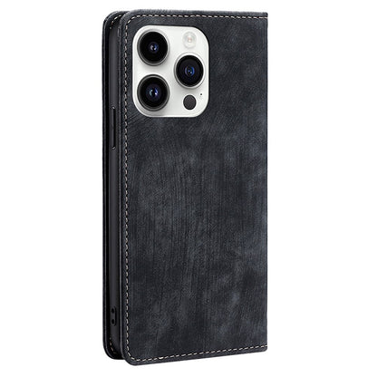 For iPhone 15 Pro Max RFID Blocking PU Leather Phone Case Magnetic Closing Wallet Stand Cover