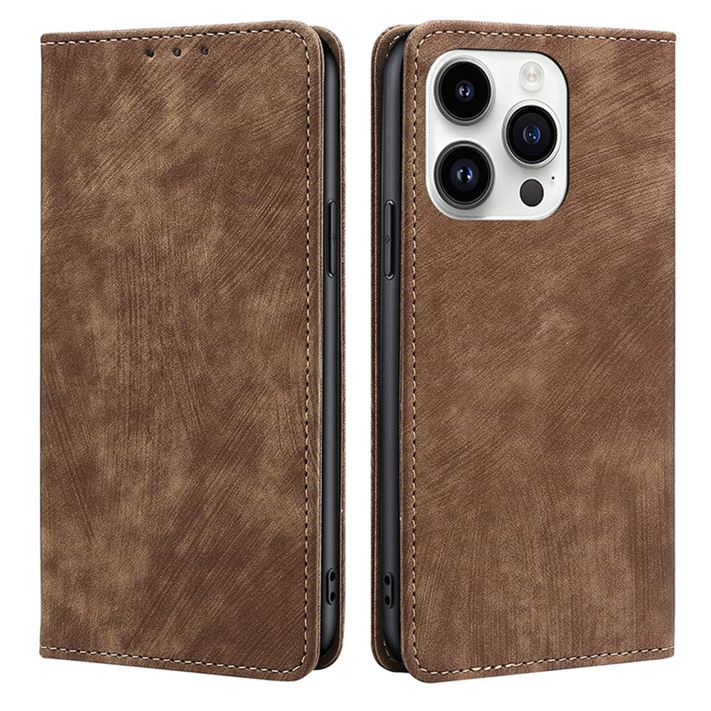 For iPhone 15 Pro Max RFID Blocking PU Leather Phone Case Magnetic Closing Wallet Stand Cover