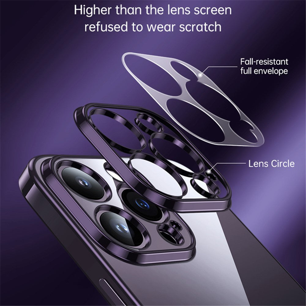 SULADA For iPhone 15 Pro Max Scratch Proof Electroplating Straight Edge Clear Phone Case TPU Cover