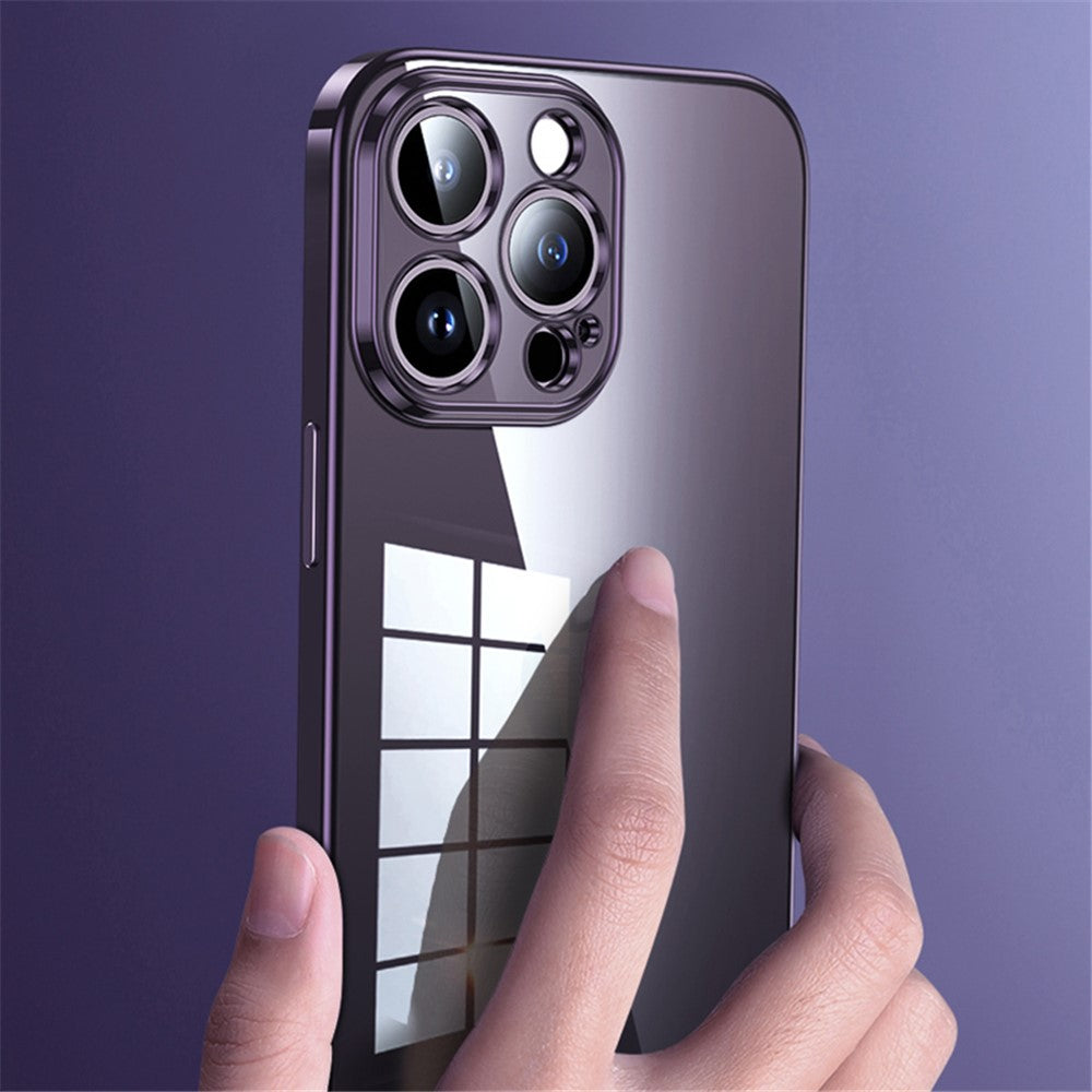 SULADA For iPhone 15 Pro Max Scratch Proof Electroplating Straight Edge Clear Phone Case TPU Cover