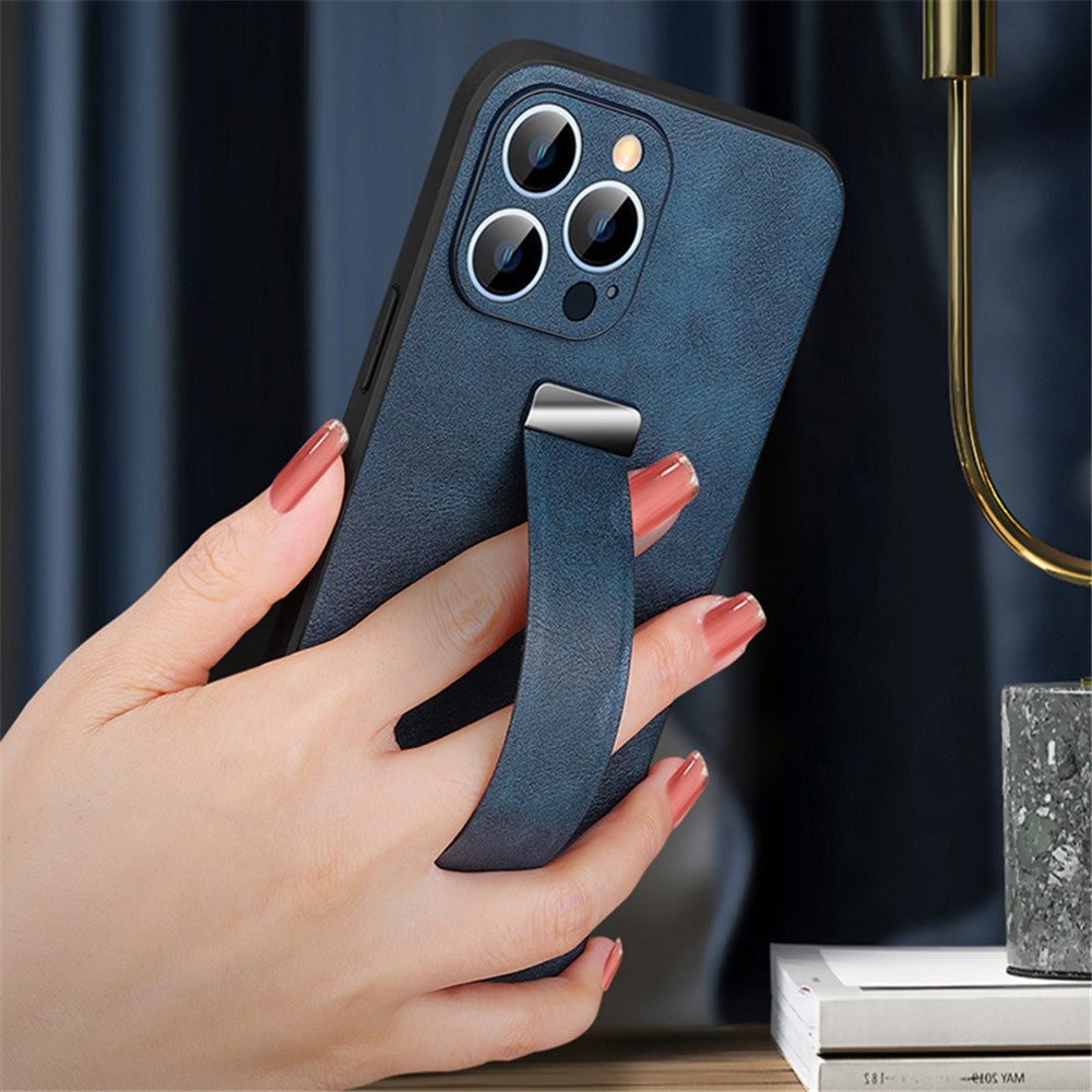 SULADA Fashion Series Crazy Horse Texture PU+PC+TPU Case for iPhone 15 Pro Shockproof Cover with Strap Kickstand