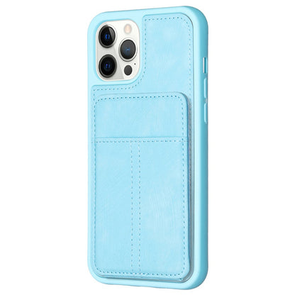 BF28 Kickstand Case for iPhone 15 Pro Max , Matte PU Leather Coated TPU Phone Back Protector Cover with Card Holder
