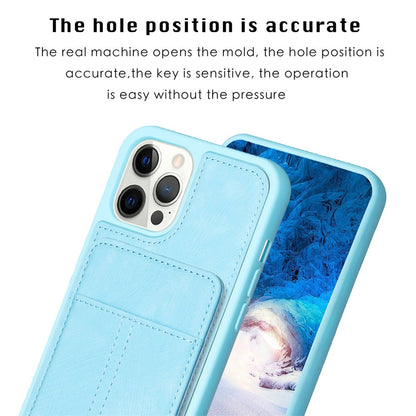 BF28 Kickstand Case for iPhone 15 Pro Max , Matte PU Leather Coated TPU Phone Back Protector Cover with Card Holder