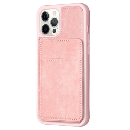 BF28 Kickstand Case for iPhone 15 Pro Max , Matte PU Leather Coated TPU Phone Back Protector Cover with Card Holder