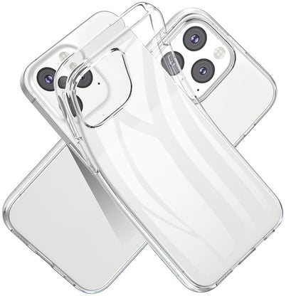 For iPhone 15 Pro Soft TPU Clear Phone Case with 2.5D Arc Edge Tempered Glass Screen Film