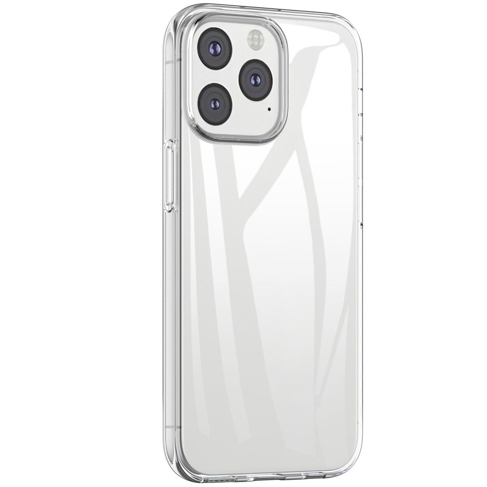 For iPhone 15 Pro Soft TPU Clear Phone Case with 2.5D Arc Edge Tempered Glass Screen Film