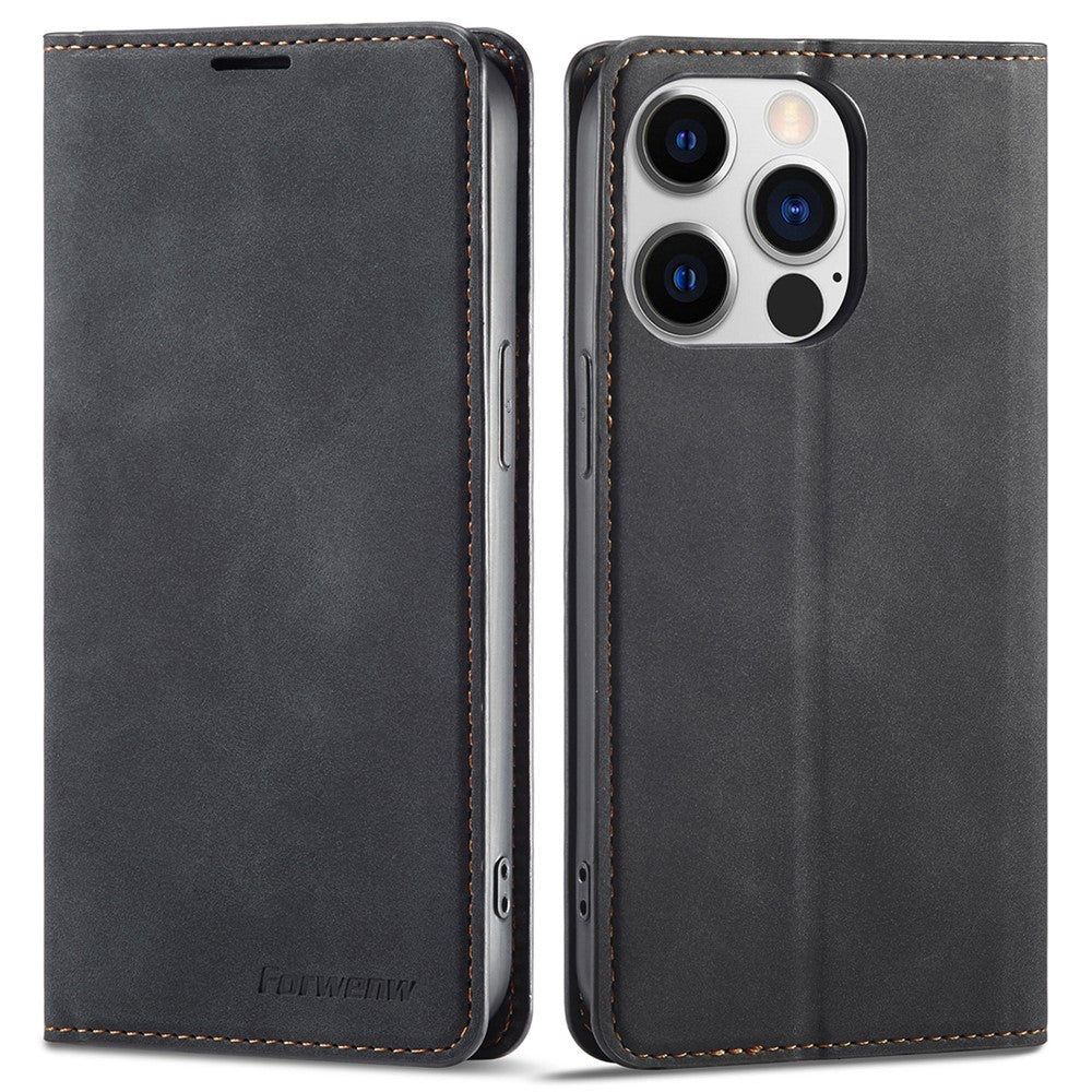 FORWENW Fantasy Series for iPhone 15 Pro Max Skin-touch PU Leather Magnetic Phone Case Phone Cover Wallet