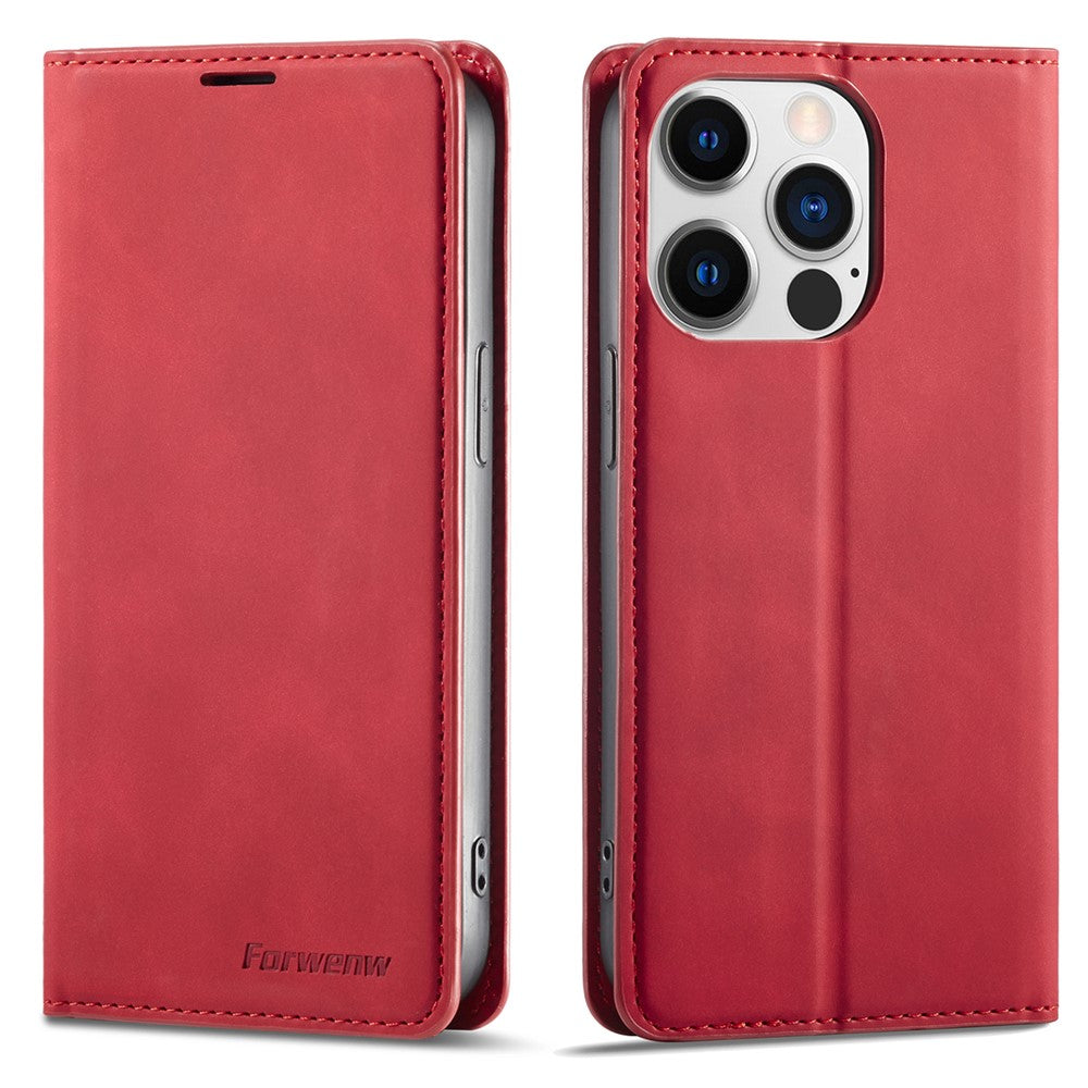 FORWENW Fantasy Series for iPhone 15 Pro Max Skin-touch PU Leather Magnetic Phone Case Phone Cover Wallet