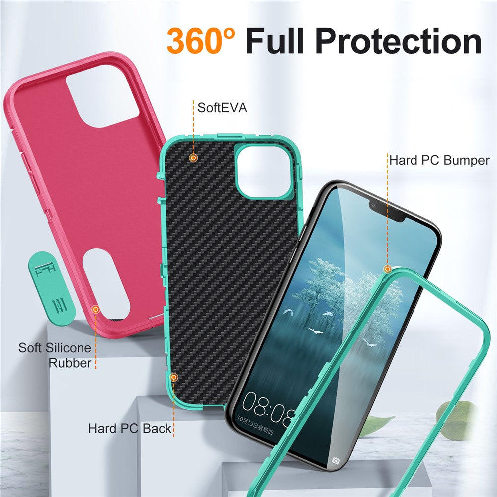 Hard PC+Soft TPU Phone Case for iPhone 15 Shockproof Case Anti-Drop Cell Phone Kickstand Cover