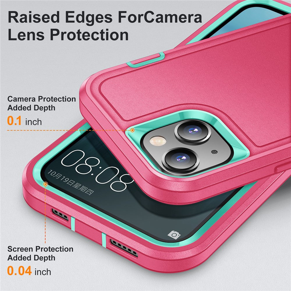 Hard PC+Soft TPU Phone Case for iPhone 15 Shockproof Case Anti-Drop Cell Phone Kickstand Cover
