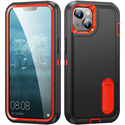 Hard PC+Soft TPU Phone Case for iPhone 15 Shockproof Case Anti-Drop Cell Phone Kickstand Cover