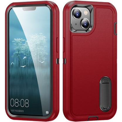Hard PC+Soft TPU Phone Case for iPhone 15 Shockproof Case Anti-Drop Cell Phone Kickstand Cover
