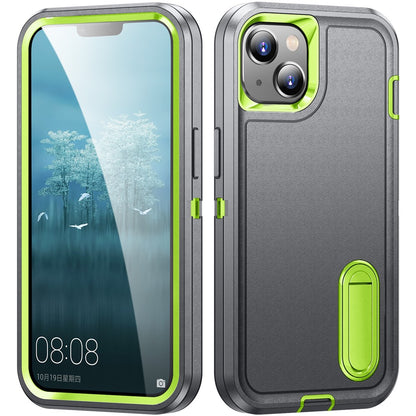 Hard PC+Soft TPU Phone Case for iPhone 15 Shockproof Case Anti-Drop Cell Phone Kickstand Cover