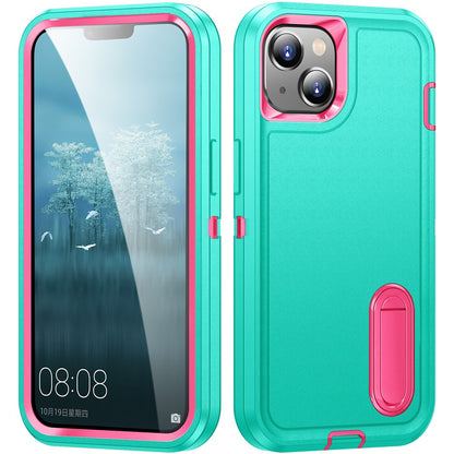 Hard PC+Soft TPU Phone Case for iPhone 15 Shockproof Case Anti-Drop Cell Phone Kickstand Cover
