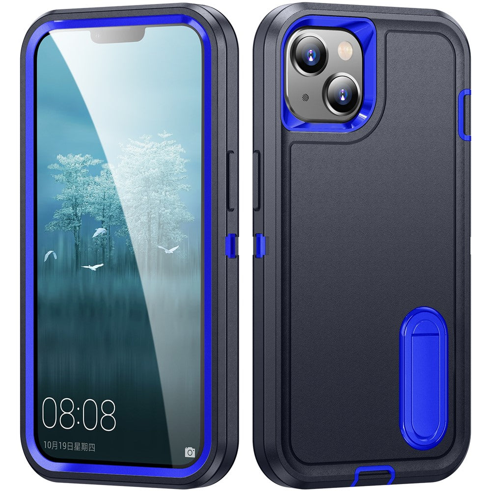 Hard PC+Soft TPU Phone Case for iPhone 15 Shockproof Case Anti-Drop Cell Phone Kickstand Cover