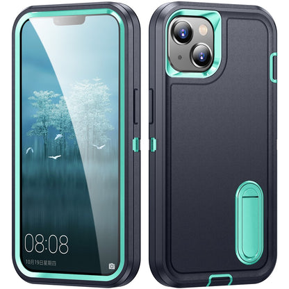 Hard PC+Soft TPU Phone Case for iPhone 15 Shockproof Case Anti-Drop Cell Phone Kickstand Cover