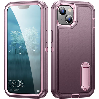 Hard PC+Soft TPU Phone Case for iPhone 15 Shockproof Case Anti-Drop Cell Phone Kickstand Cover