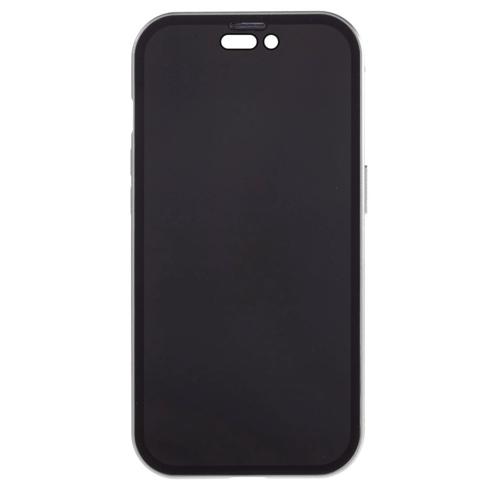 For iPhone 15 Plus Anti-Spy Phone Case Magnetic Adsorption Metal Frame + Double-sided Tempered Glass Shockproof Cover