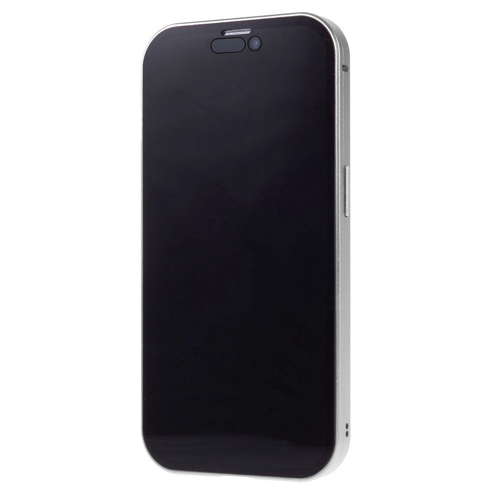 For iPhone 15 Plus Anti-Spy Phone Case Magnetic Adsorption Metal Frame + Double-sided Tempered Glass Shockproof Cover