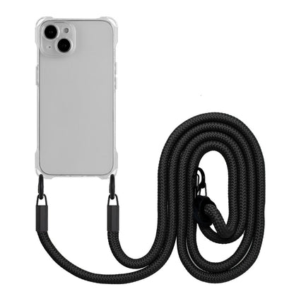 TPU Cell Phone Case for iPhone 15 Plus Four Corners Drop Protection Shell Cover with Hanging Rope
