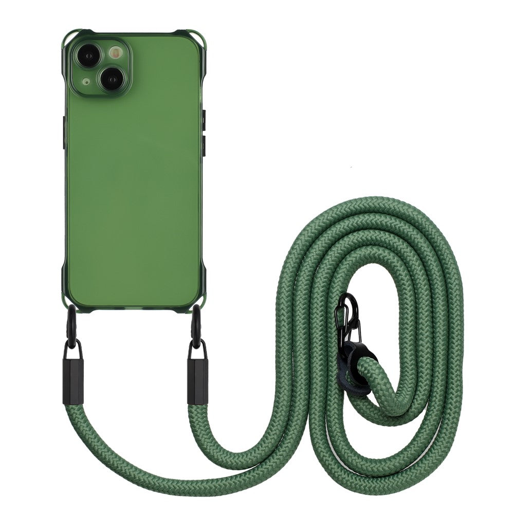 TPU Cell Phone Case for iPhone 15 Plus Four Corners Drop Protection Shell Cover with Hanging Rope