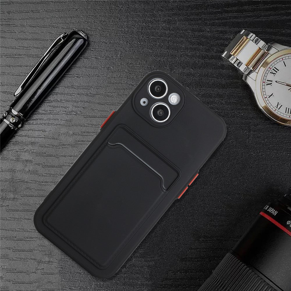 For iPhone 15 Plus Soft TPU Phone Case Drop-proof Back Cover with Card Slot