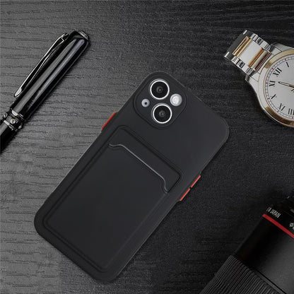 For iPhone 15 Plus Soft TPU Phone Case Drop-proof Back Cover with Card Slot
