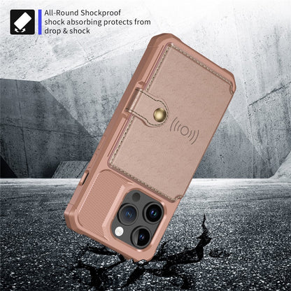 For iPhone 15 Pro Max Card Holder Wallet Phone Case PU Leather+TPU Cover Support Magnetic Car Mount