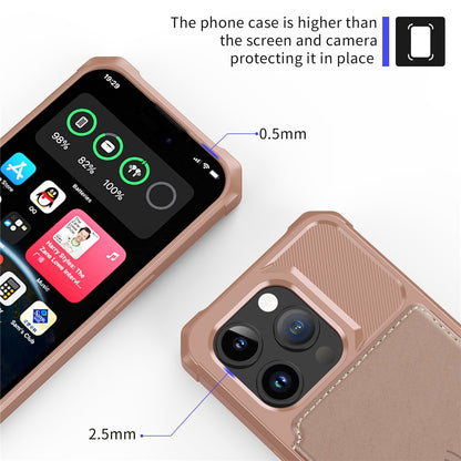 For iPhone 15 Pro Max Card Holder Wallet Phone Case PU Leather+TPU Cover Support Magnetic Car Mount