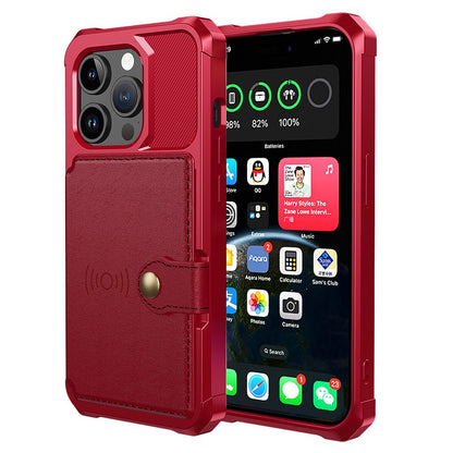 For iPhone 15 Pro Max Card Holder Wallet Phone Case PU Leather+TPU Cover Support Magnetic Car Mount