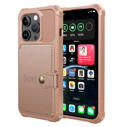 For iPhone 15 Pro PU Leather+TPU Cell Phone Case Card Slots Wallet Cover Support Magnetic Car Mount